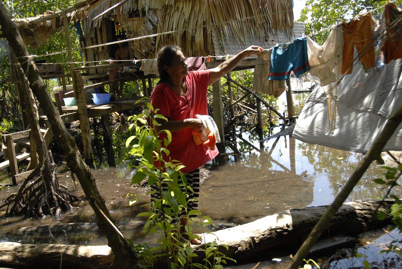 Flooded Nusa Baruku village, Solomon Islands. Locals claim the coastline was changed by the April 2007 tsunami.