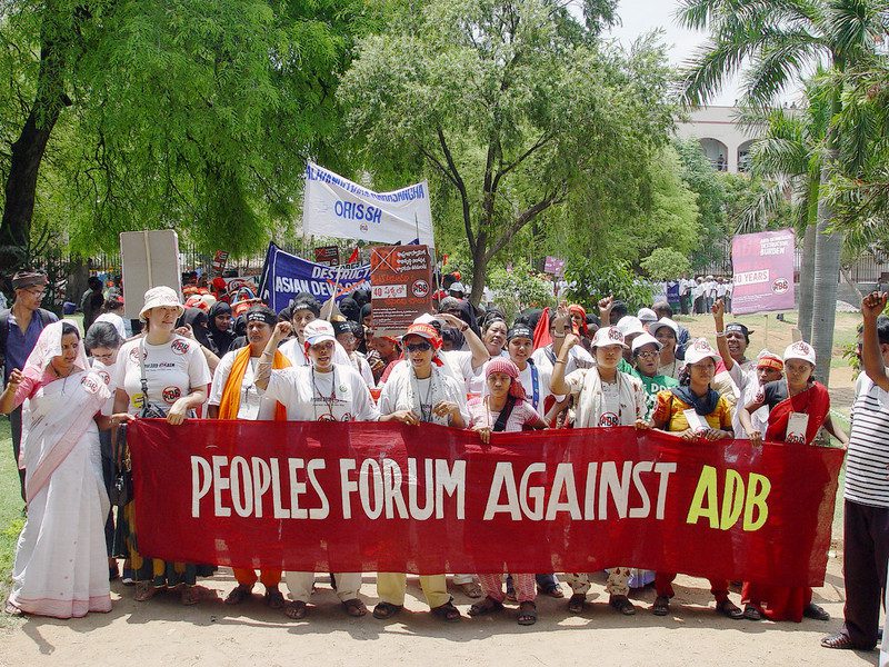 Hyderabad, India: Protesters march during the Asian Development Bank's annual governor's meeting