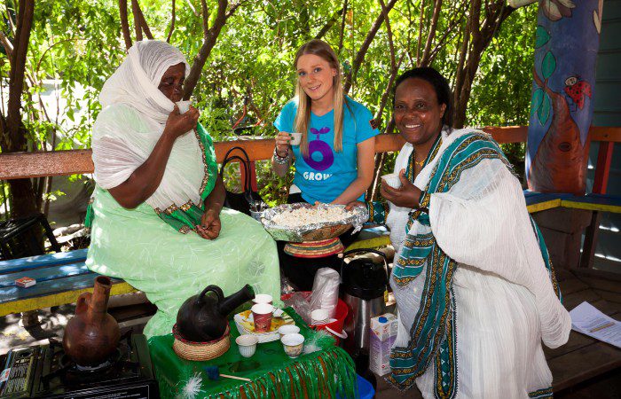 Eritrean women supporter traditional coffee ceremony