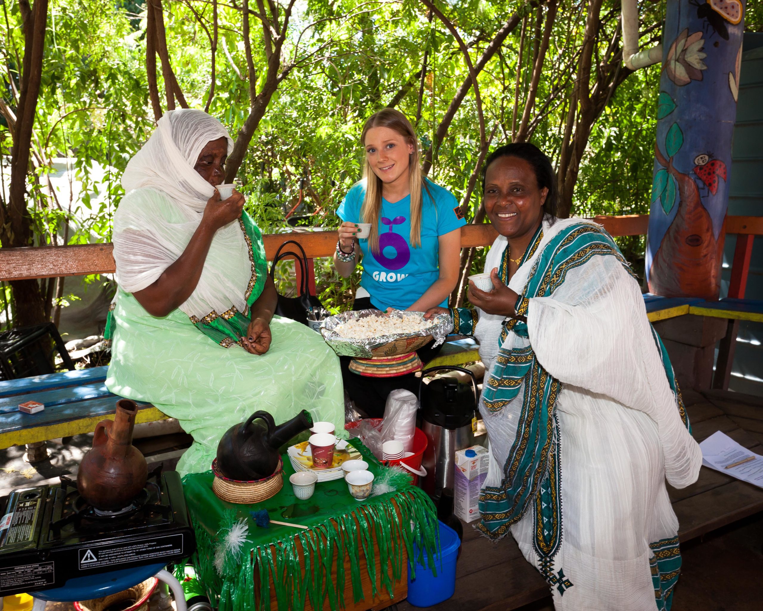 Eritrean women supporter traditional coffee ceremony