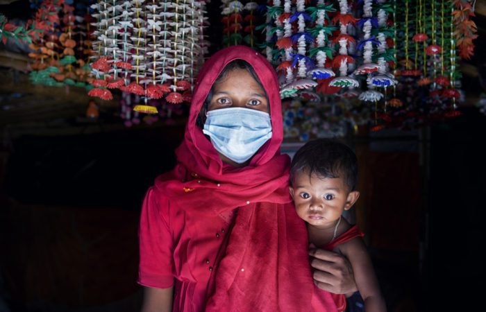 Nur* with her daughter Ismat* inside her tent, Cox's Bazar, Bangladesh. Photo: Fabeha Monir/Oxfam (*name changed)