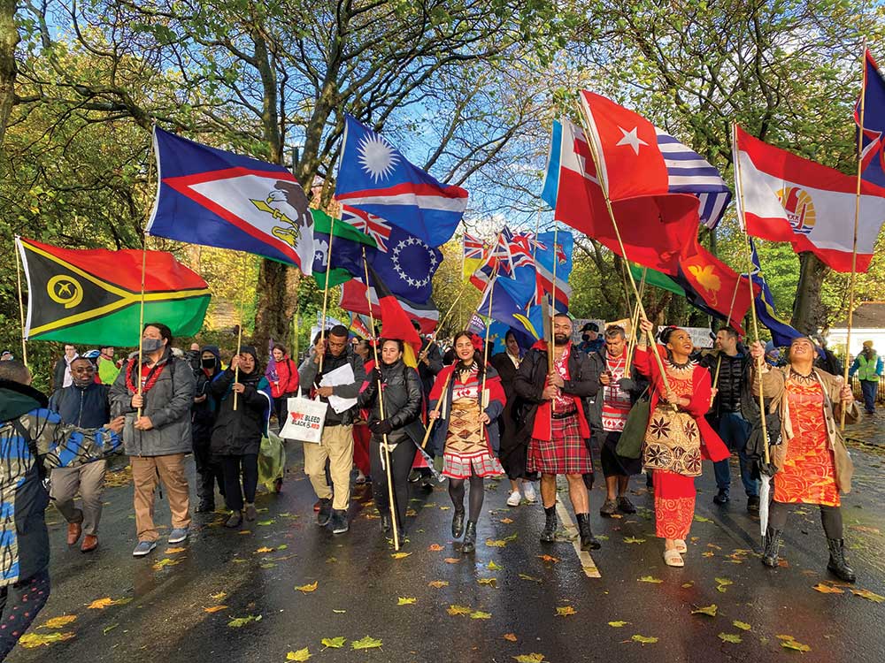 Climate activists from across the world march during COP26, Scotland. Photo: Supplied by PICAN