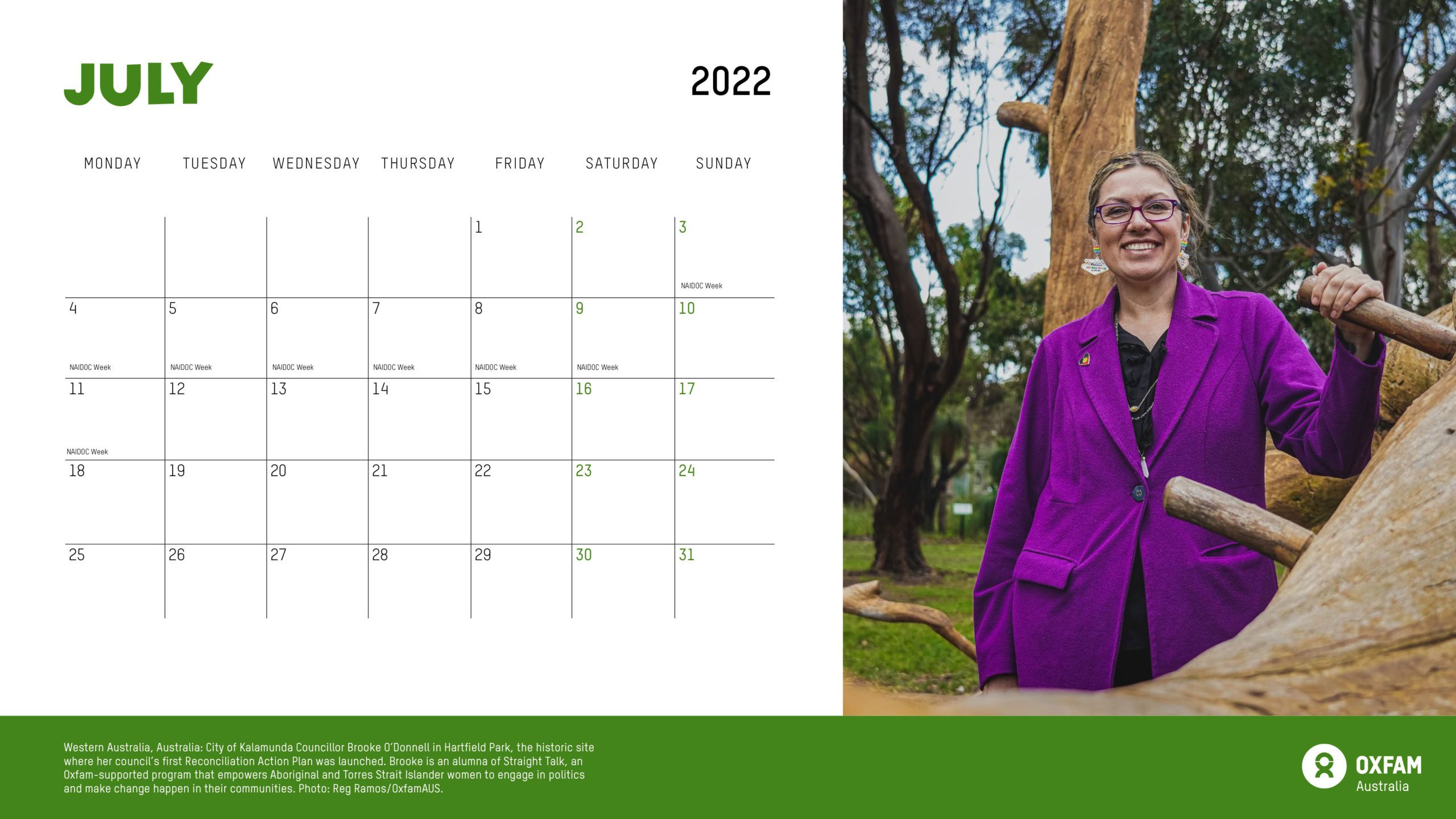 Oxfam calendar 2022 July