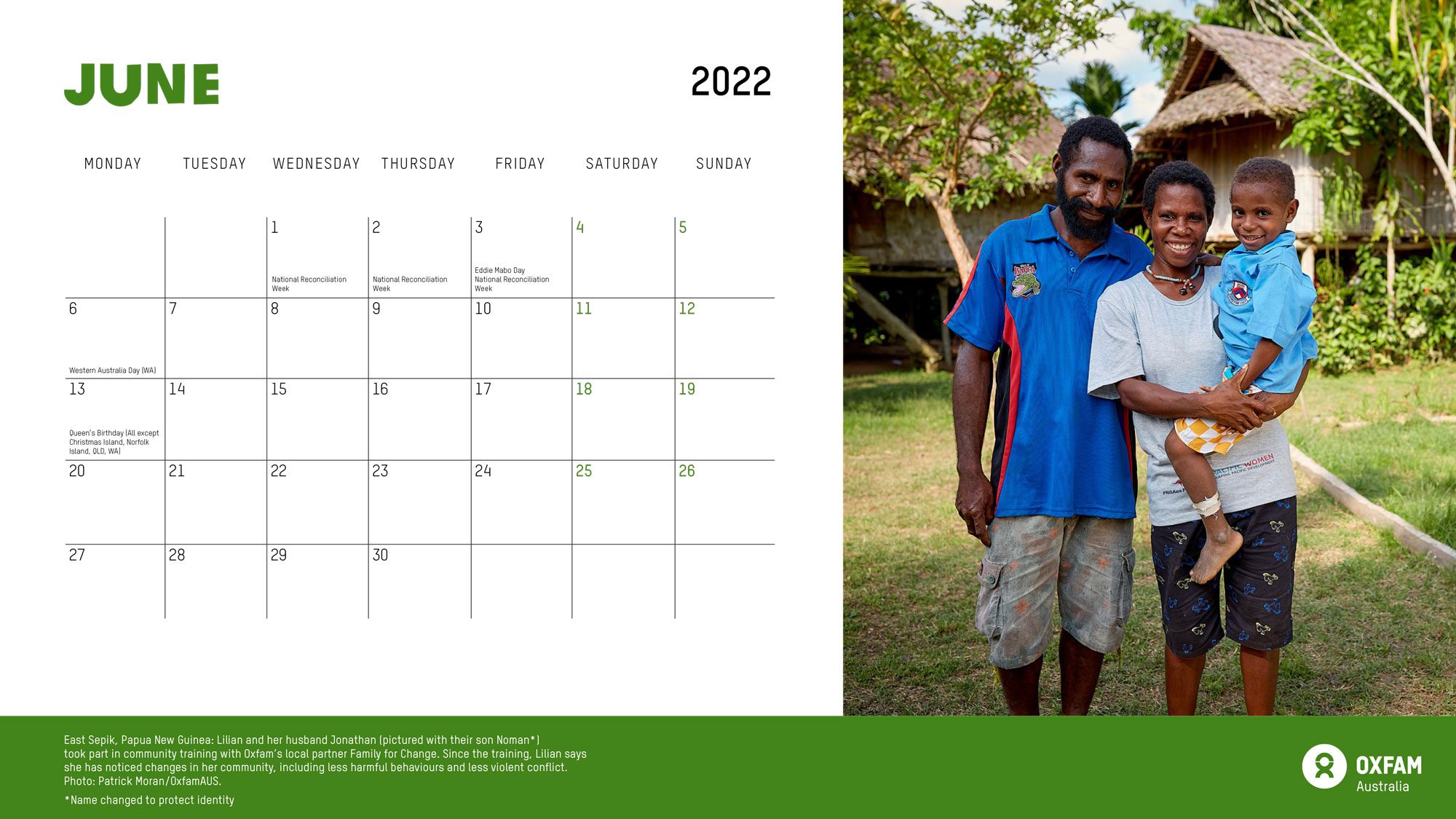 Oxfam calendar 2022 June
