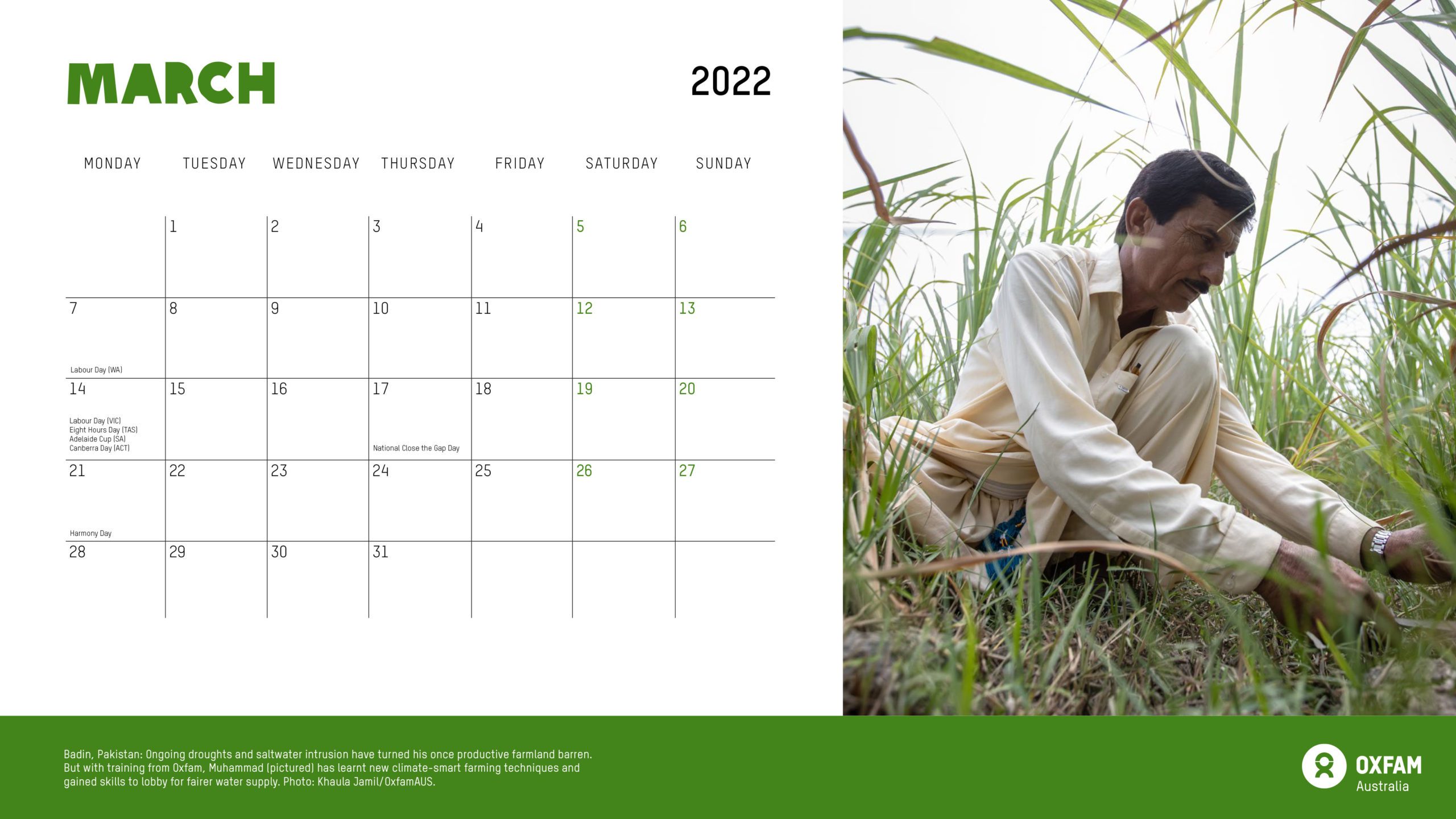 Oxfam calendar 2022 March
