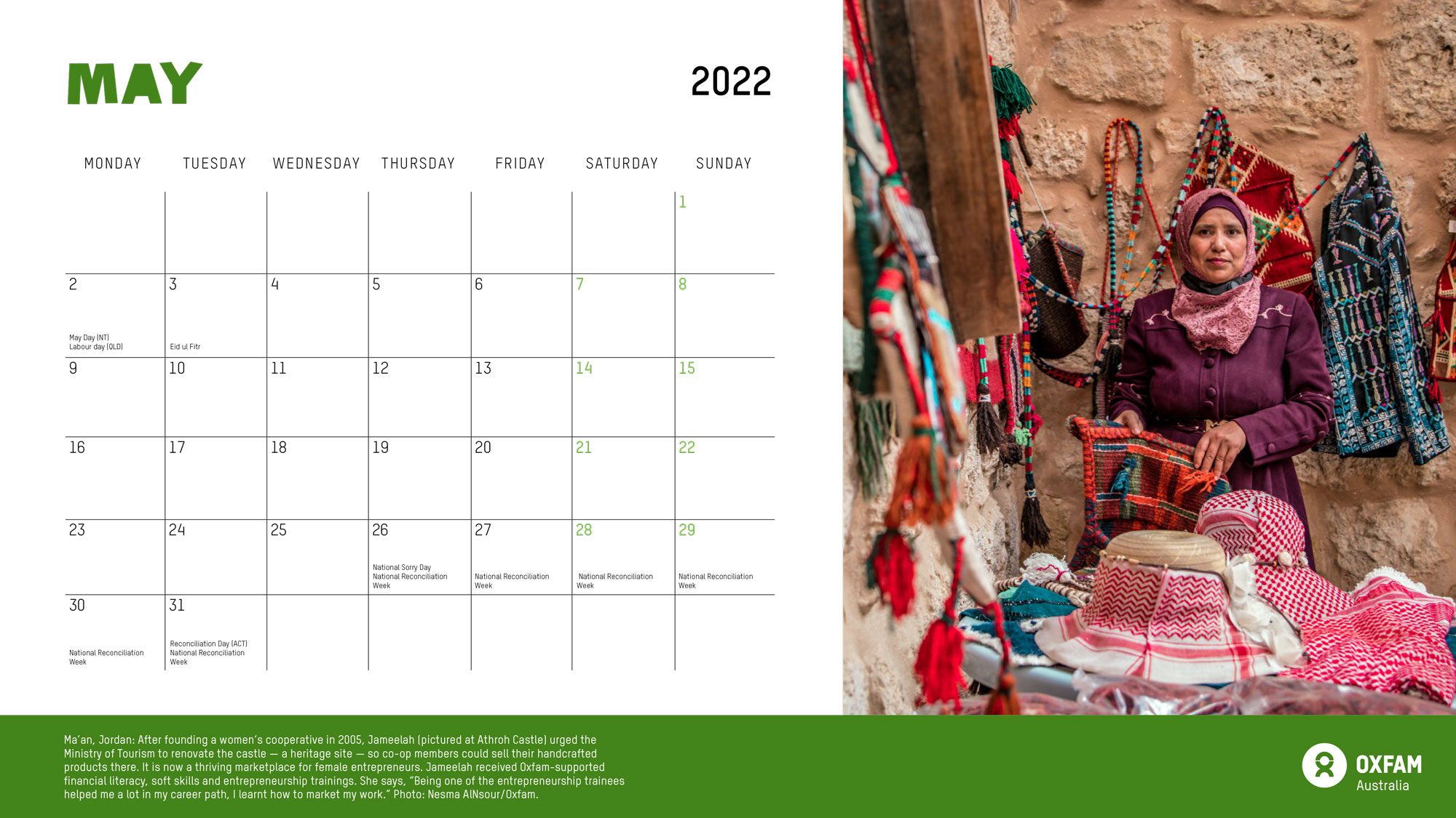 Oxfam calendar 2022 May