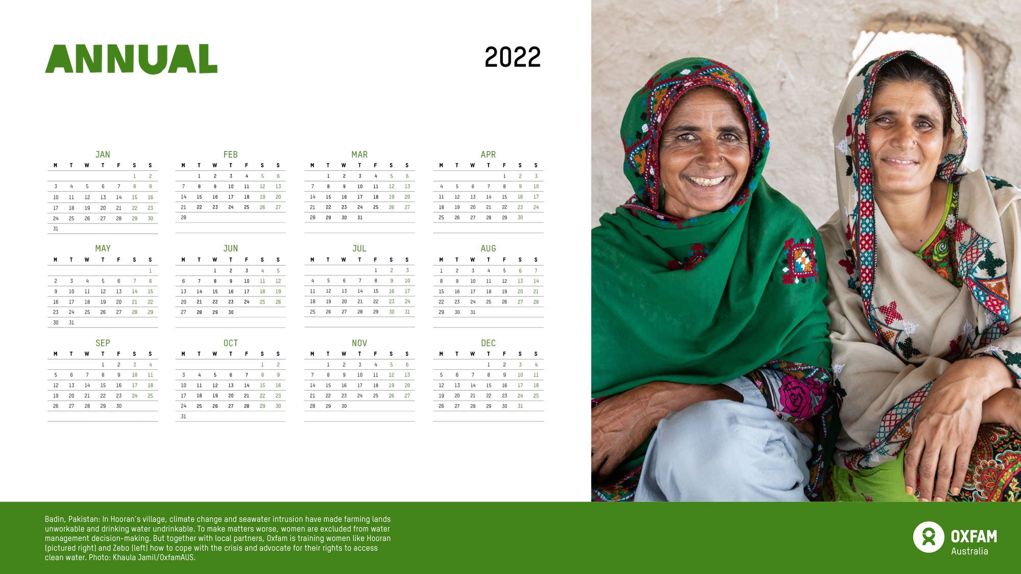 Oxfam calendar 2022 annual
